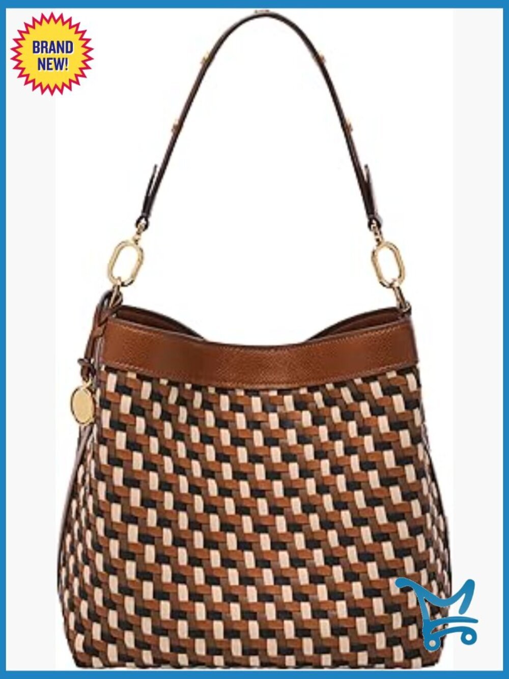 Large Faux Leather Bucket Shoulder Bag with Magnetic Closure